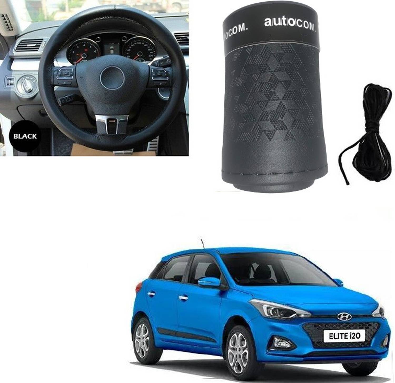 Autocom Hand Stiched Steering Cover For Hyundai Elite i20