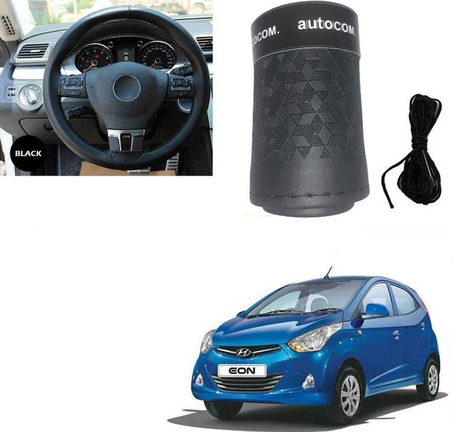 Autocom Hand Stiched Steering Cover For Hyundai Eon