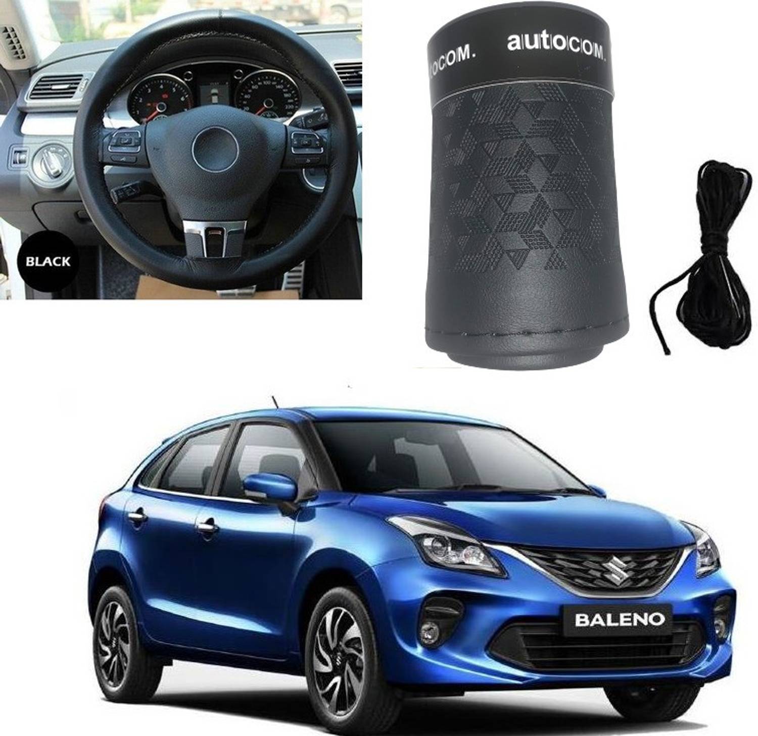 Autocom Hand Stiched Steering Cover For Maruti Baleno
