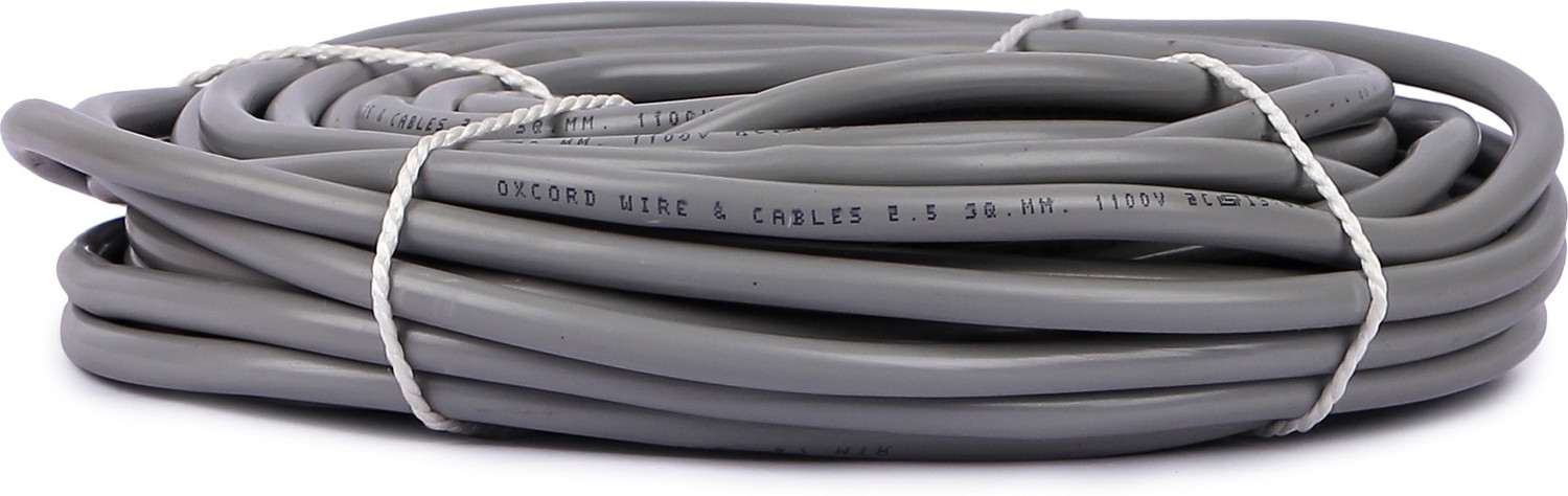 Image of Oxcord 2 core round copper wires and cables 2.5mm for domestic and industrial electric connections ( 30 Metres) 2.5 sq /mm Grey 30 m Wire