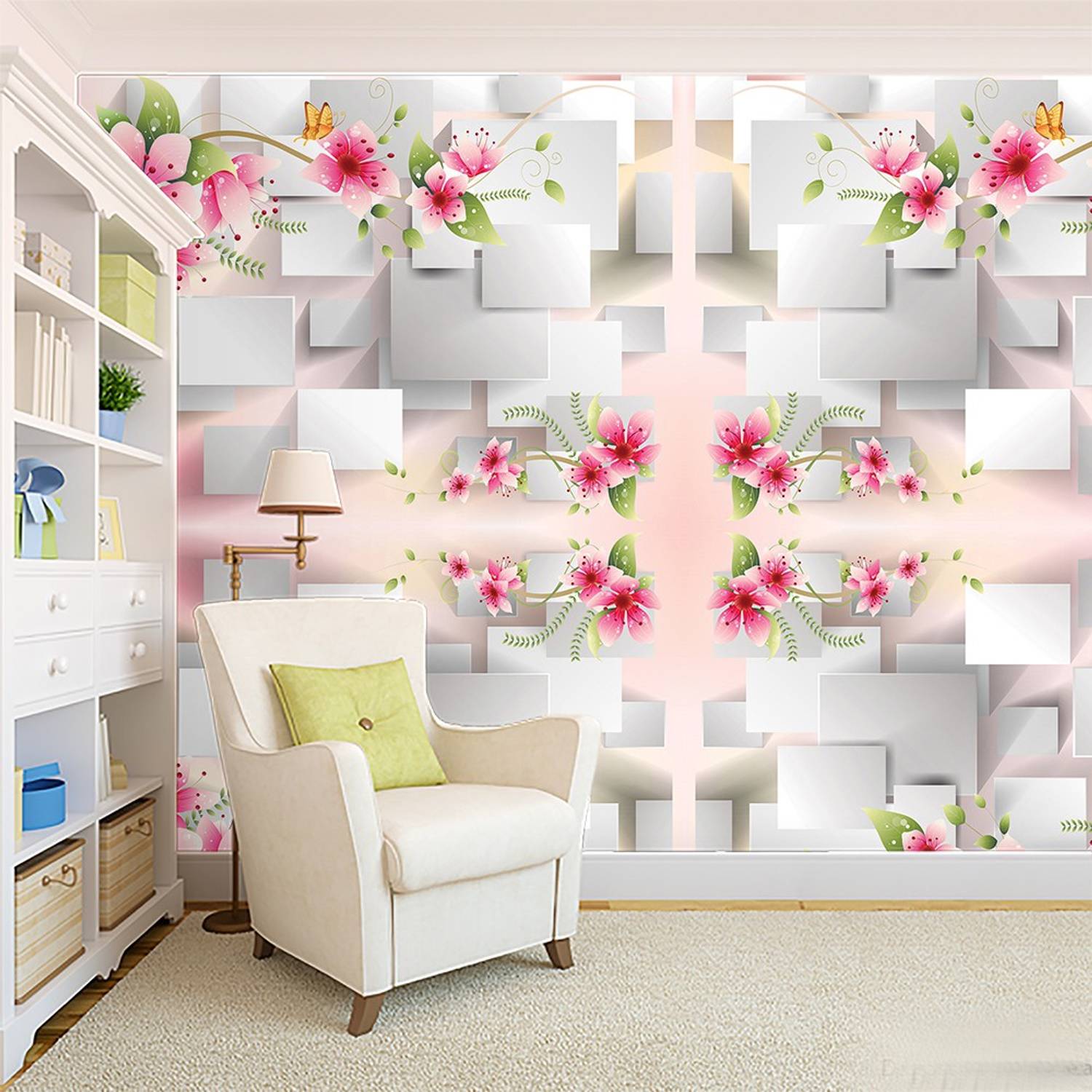 BPDESIGNSOLUTION 44 cm x 244 cm Waterproof Floral & Botanical Vinyl Wallpaper