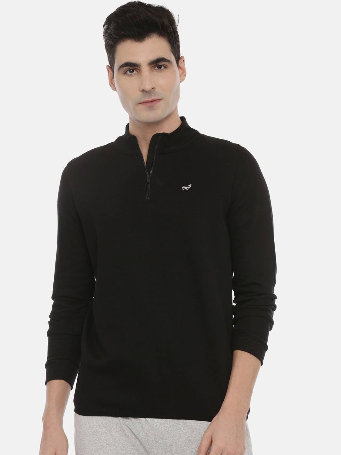 3Pin Full Sleeve Solid Men Sweatshirt