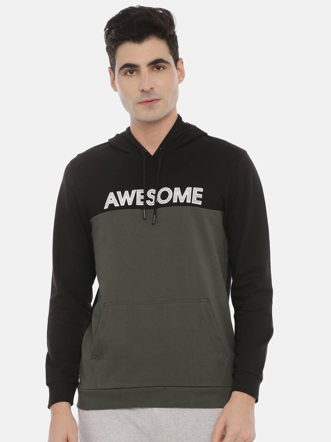3Pin Full Sleeve Color Block Men Sweatshirt