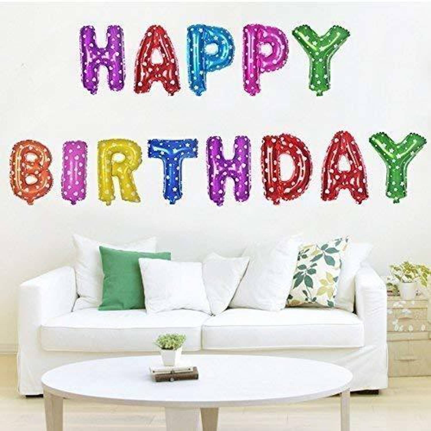 ACOME Solid Happy Birthday Balloon Pack Foil 13 Alphabets Letters Name for Decoration Air Helium Letter Letter Balloon