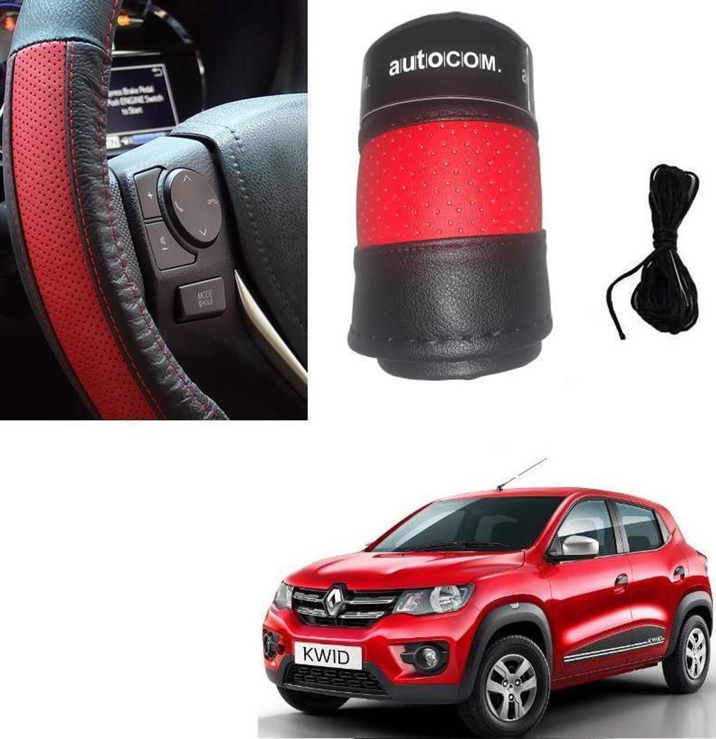 Autocom Hand Stiched Steering Cover For Renault Kwid