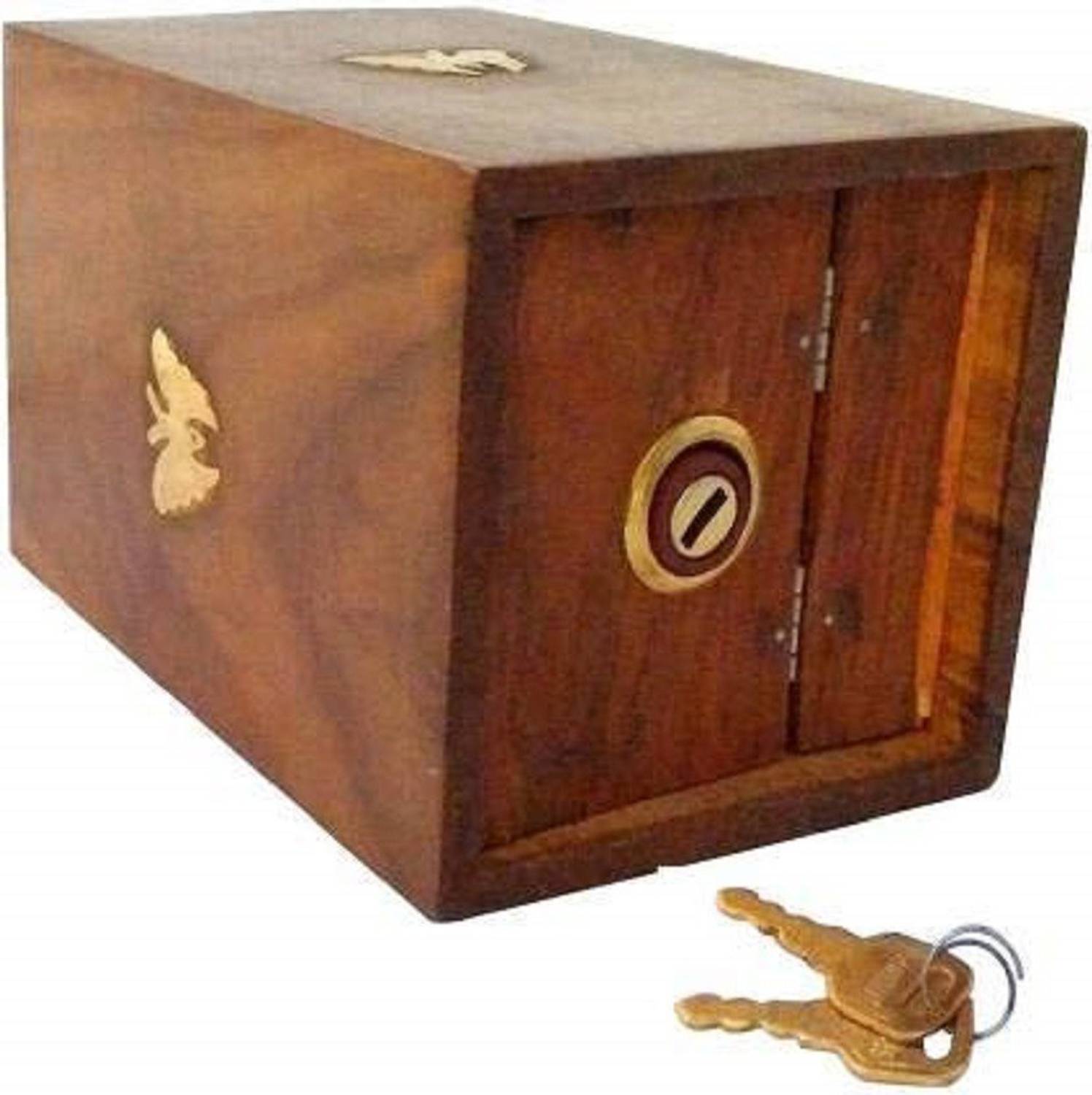 Fleurs De Rocaille Wooden Handmade Money Bank 10.16 x 10.16 x 15.24 cm - Image 3