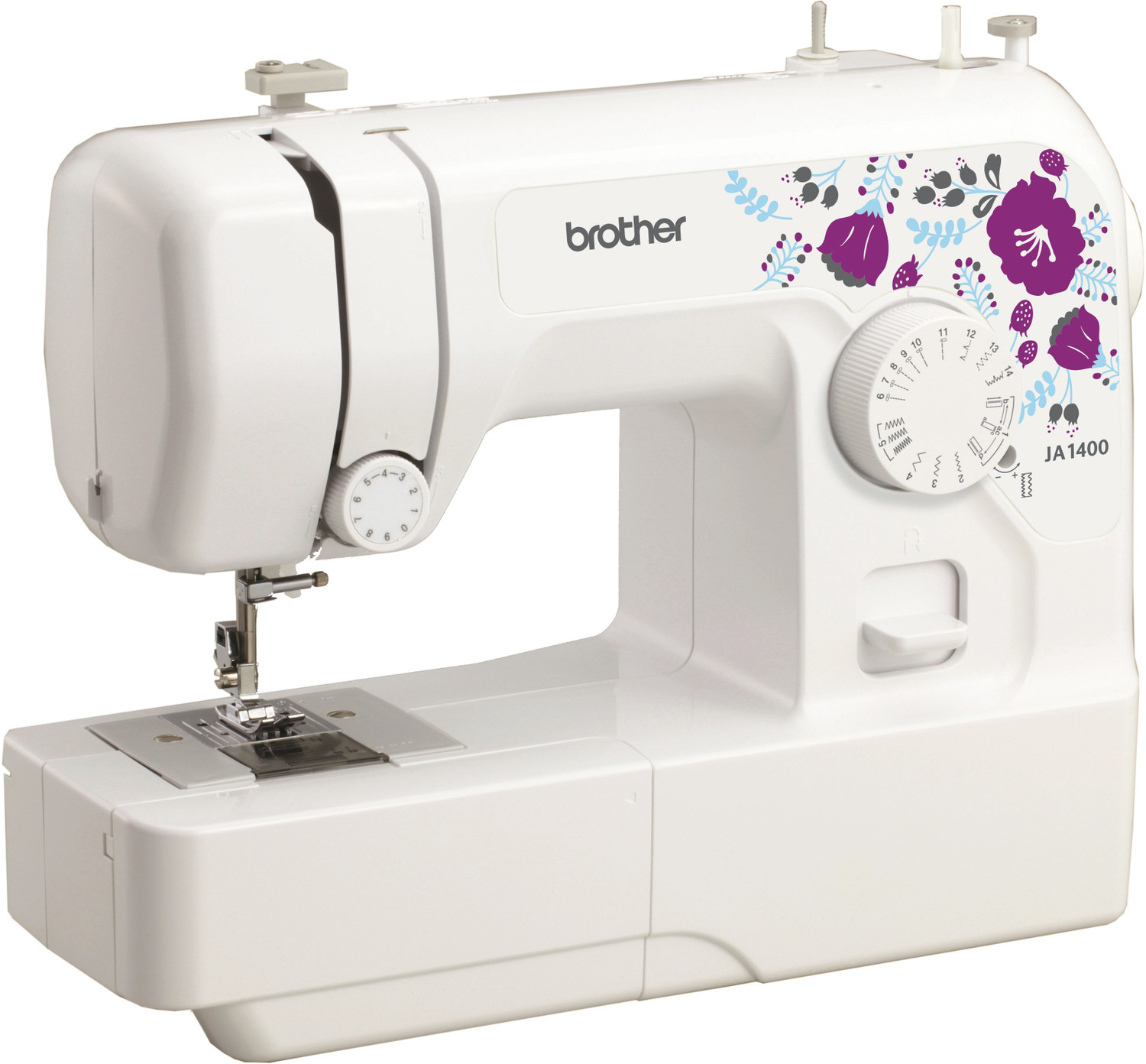 Image of brother JA 1400 Electric Sewing Machine 14 built-in stitches 750 spm 2 Year Warranty White