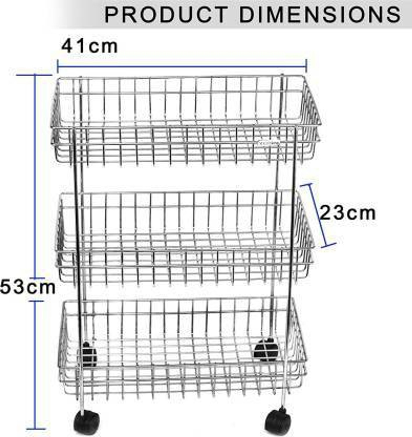 Image of Exiito kitchen 3 Layer Stand for Kitchen Fruit Vegetable Stand Storage Trolley Stainless Steel Kitchen Trolley Stainless Steel Kitchen Trolley