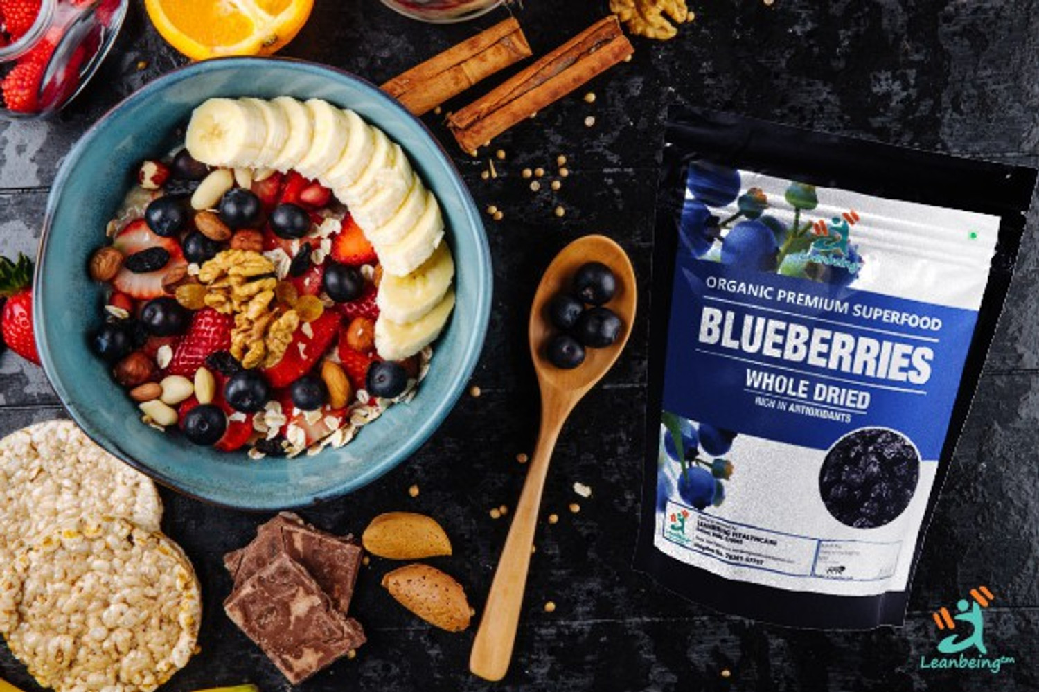 Image of LEANBEING Whole Dried Blueberries (150g) ( Unsulphured, Unsweetened, Immunity Builder) Blueberry