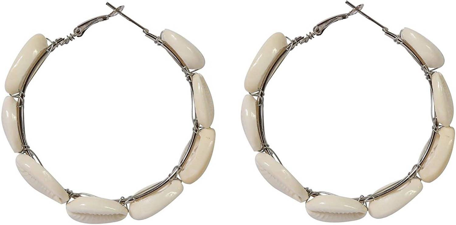 RUBY LUXURIOUS Sea Shell Ceramic Hoop Earring