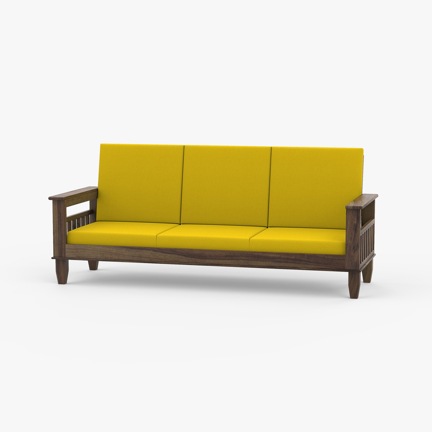Image of Kendalwood Furniture Solid Wood 3 Seater Wooden Sofa set for living Room Furniture Fabric 3 Seater Sofa