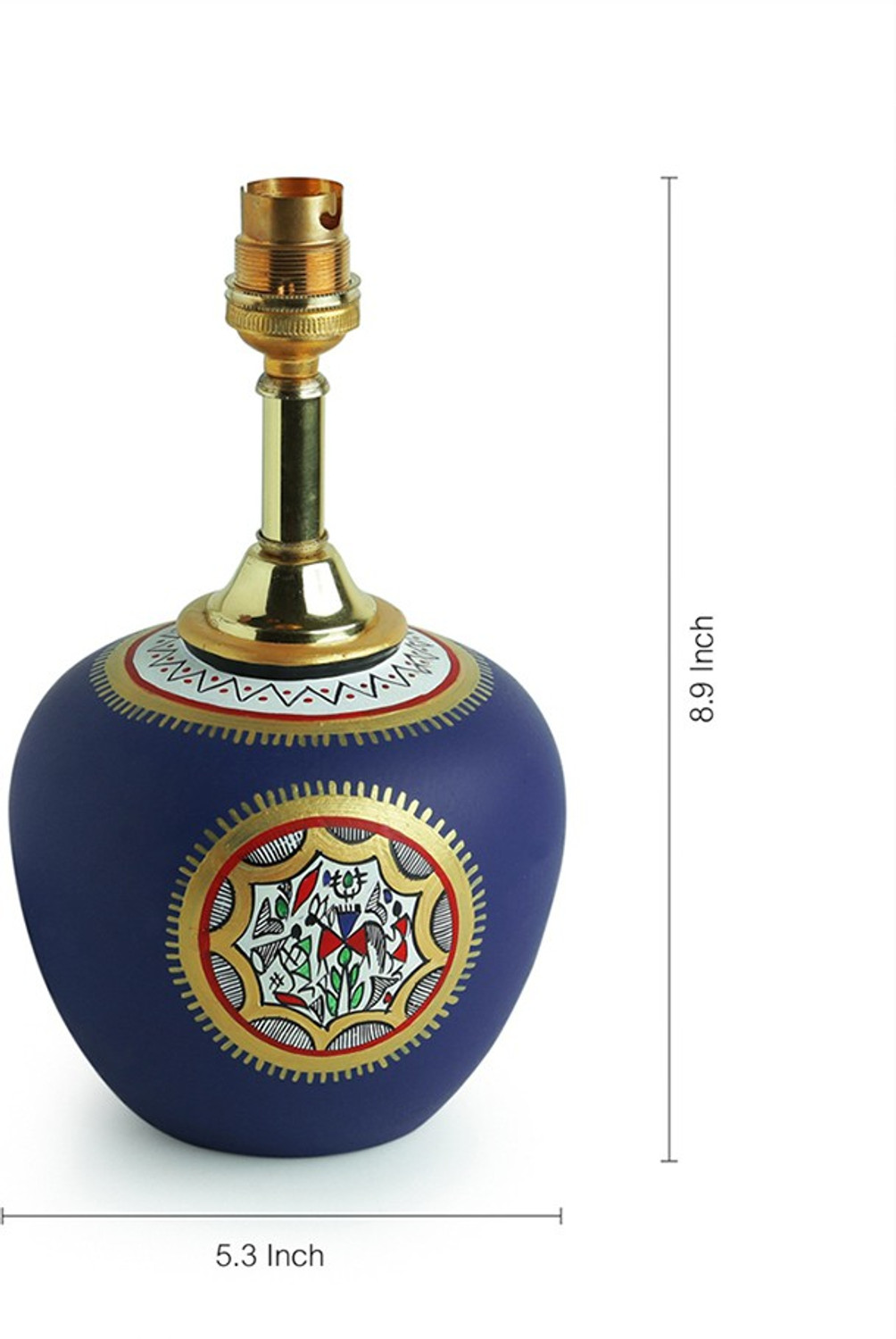 Image of ExclusiveLane 13 Inch Terracotta Handpainted Warli Matki Table Lamp