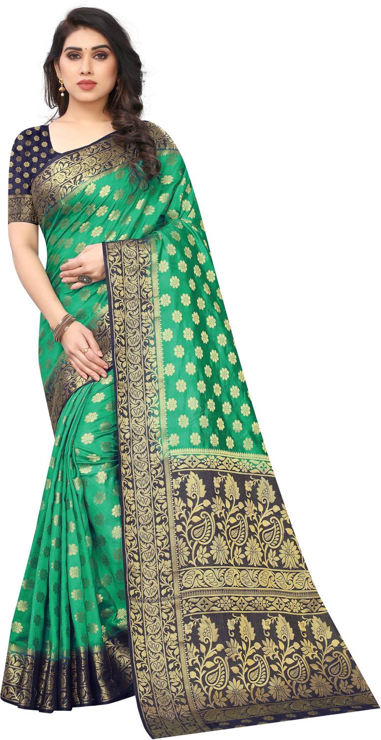 DHRUVIL TEXTILES Woven Bollywood Cotton Silk Saree