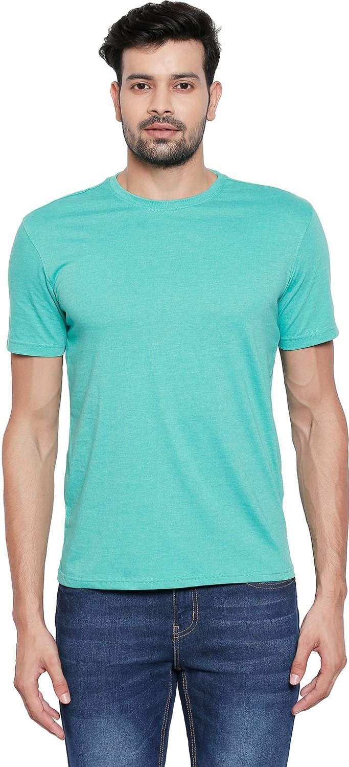 Byford by Pantaloons Self Design, Solid Men Round Neck Green T-Shirt