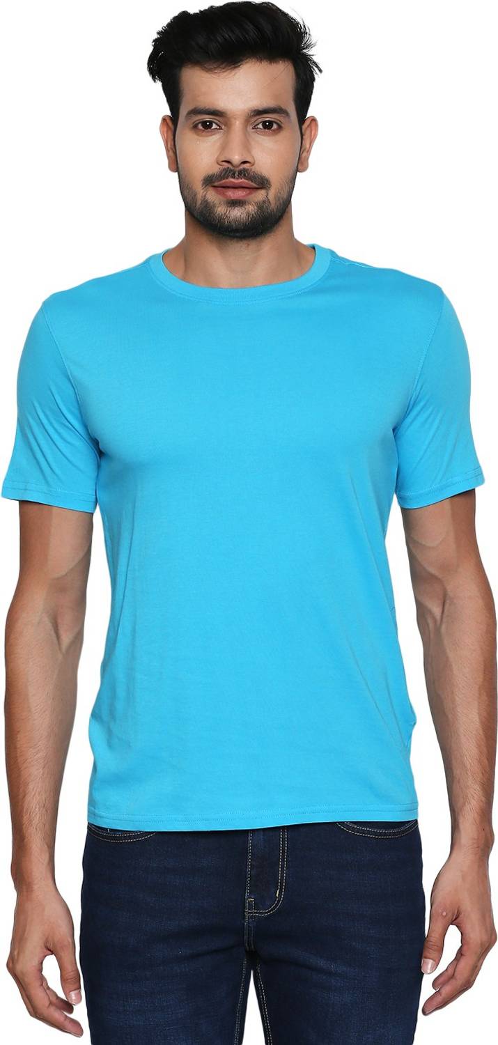Byford by Pantaloons Solid Men Round Neck Blue T-Shirt