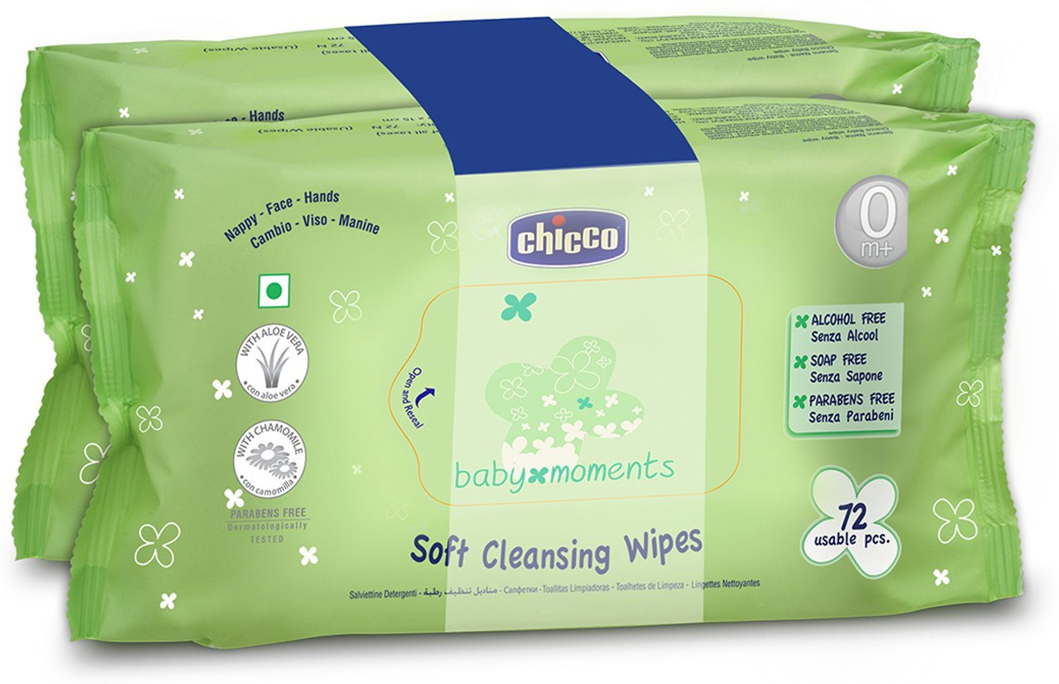 Image of Chicco Bipack Soft Cleansing Baby Wipes