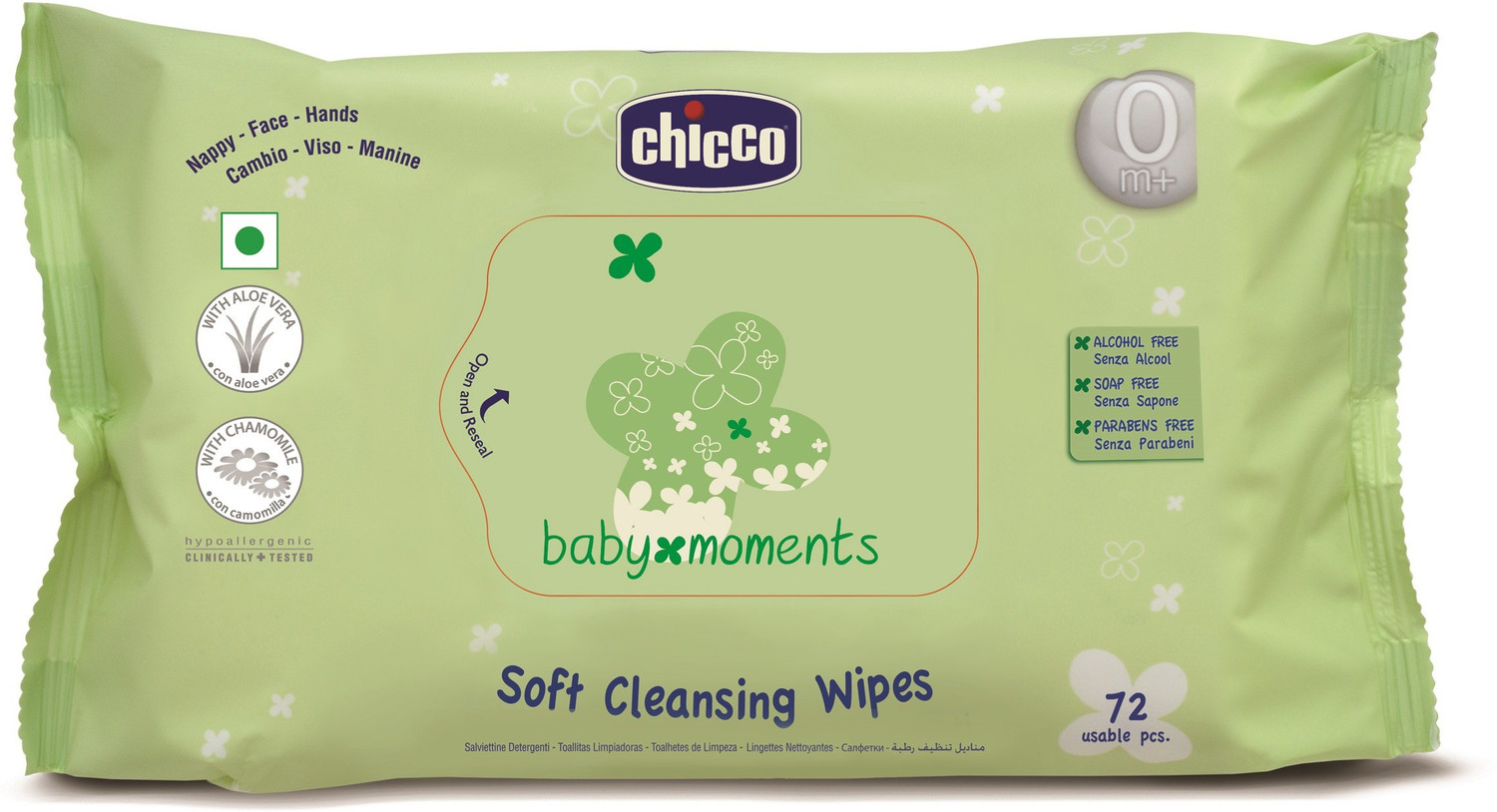 Image of Chicco Baby Wipes Sticker 72 Pcs In