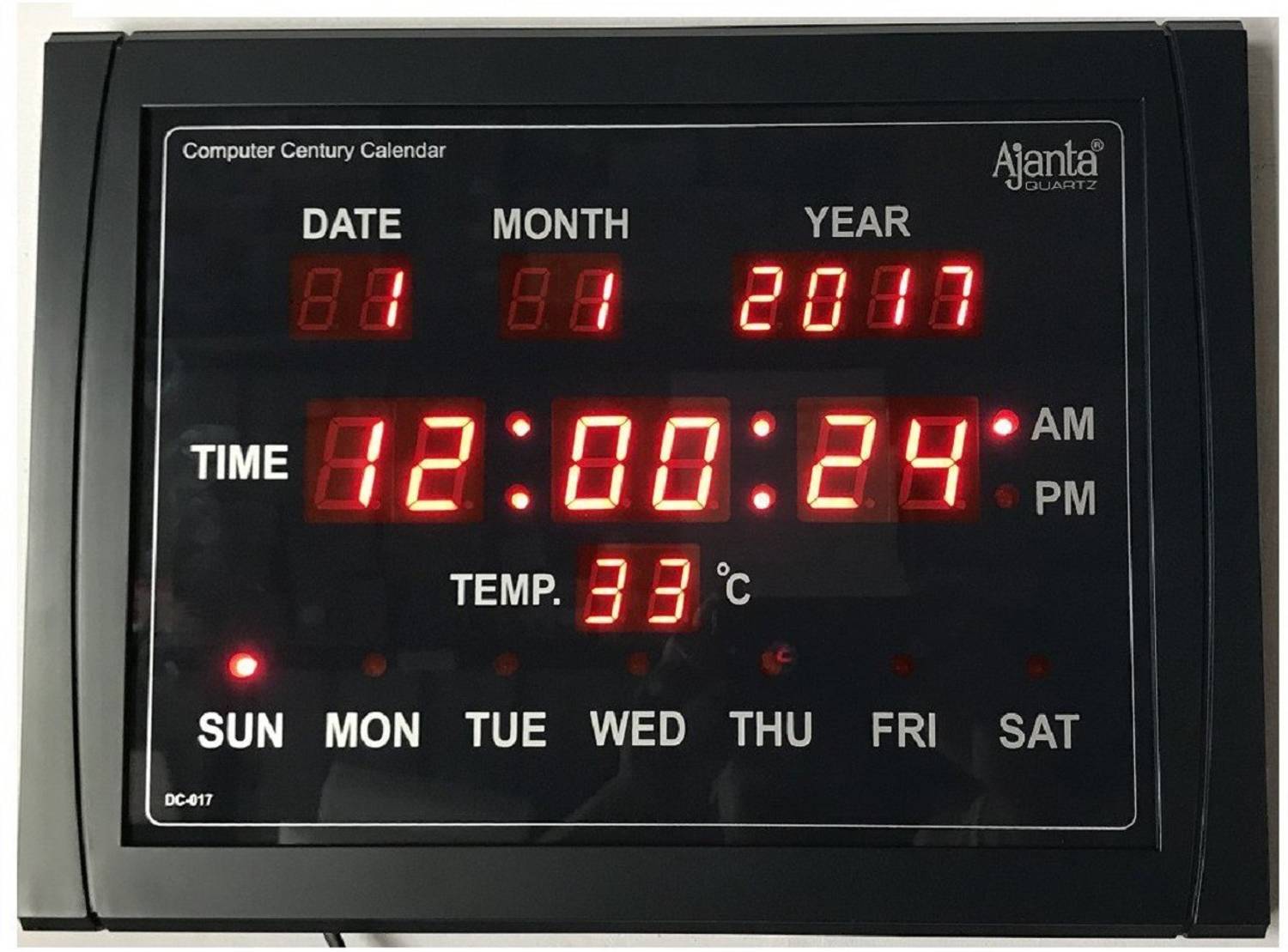 AJANTA Digital 30 cm X 40 cm Wall Clock (Black, With Glass, Stand