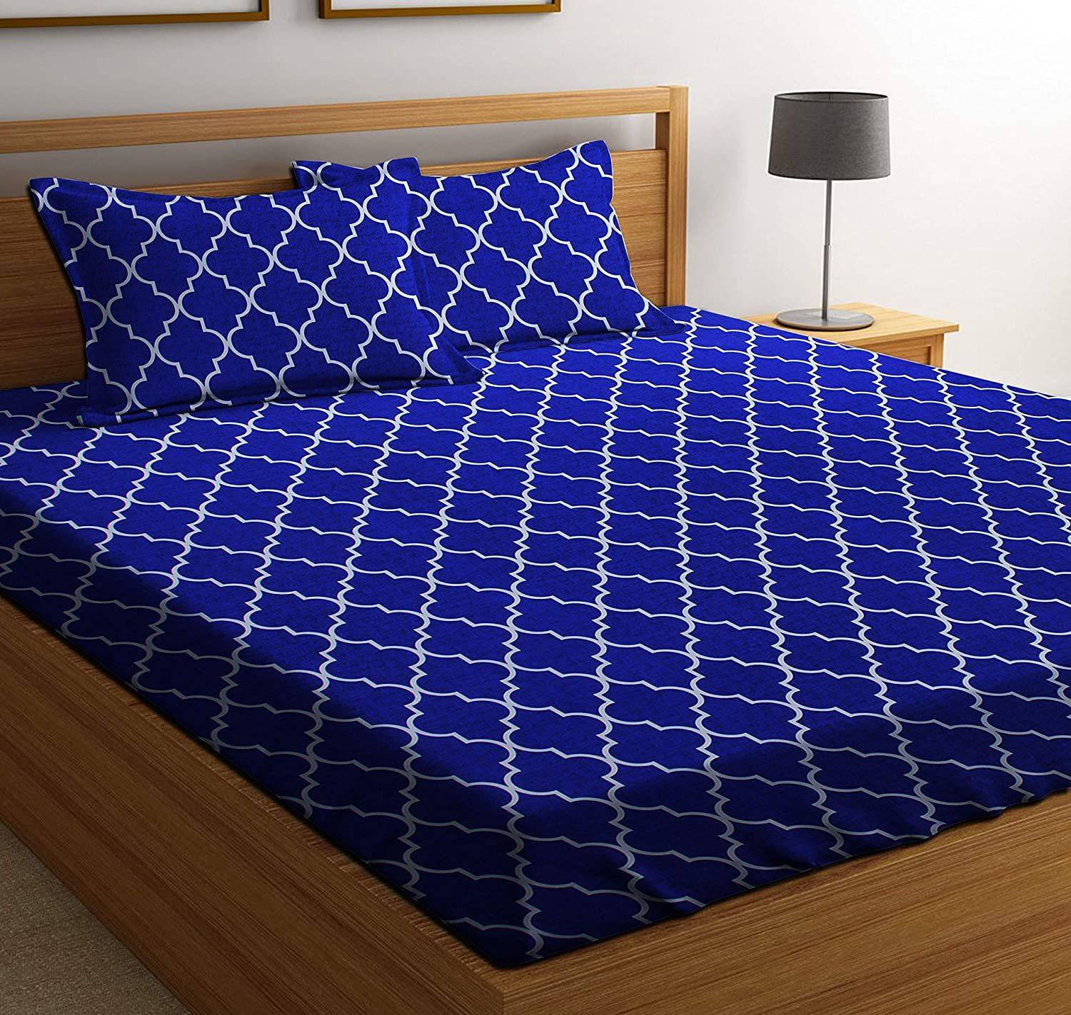 Amrange Microfiber Double Flat 160 TC Striped 1 Bedsheet with 2 Pillow Covers