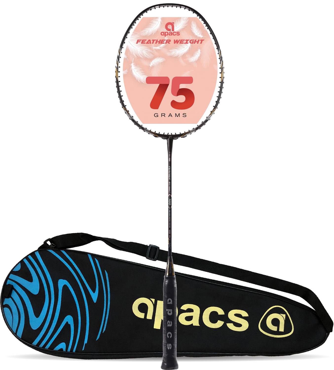 apacs Feather 300 (75G, 35LBS) Black Unstrung Badminton Racquet