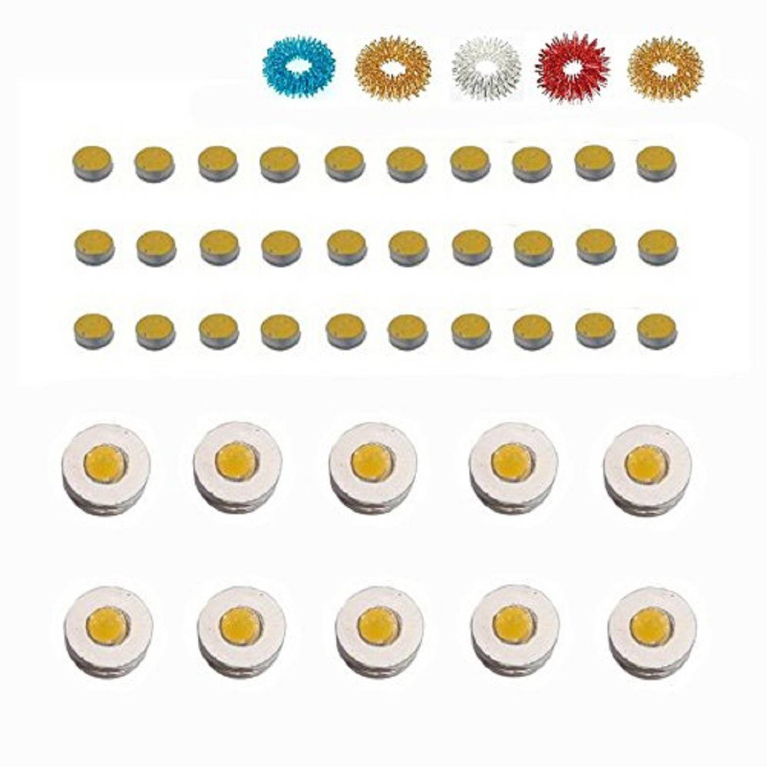 Acs JT-DHK-AHC-057-BYCKMSR-30105 Sujok Therapy Acupressure Byol Point Set of 30 + Chakra Set of 10 Magnets + Finger Massager Rings Set of 5 Byol Point Magnet - 5Mm Dia, Chakra Magnet - 12Mm Outer Dia Magnets Massager