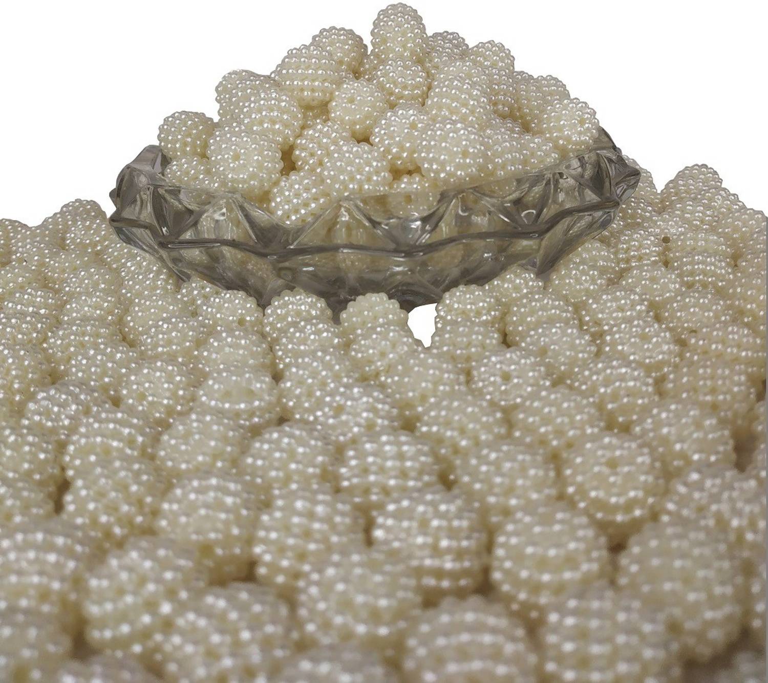 Airtick Pack of 500 Gram (500 Pcs Approx) 14mm White Angura Moti Craftworks Bead