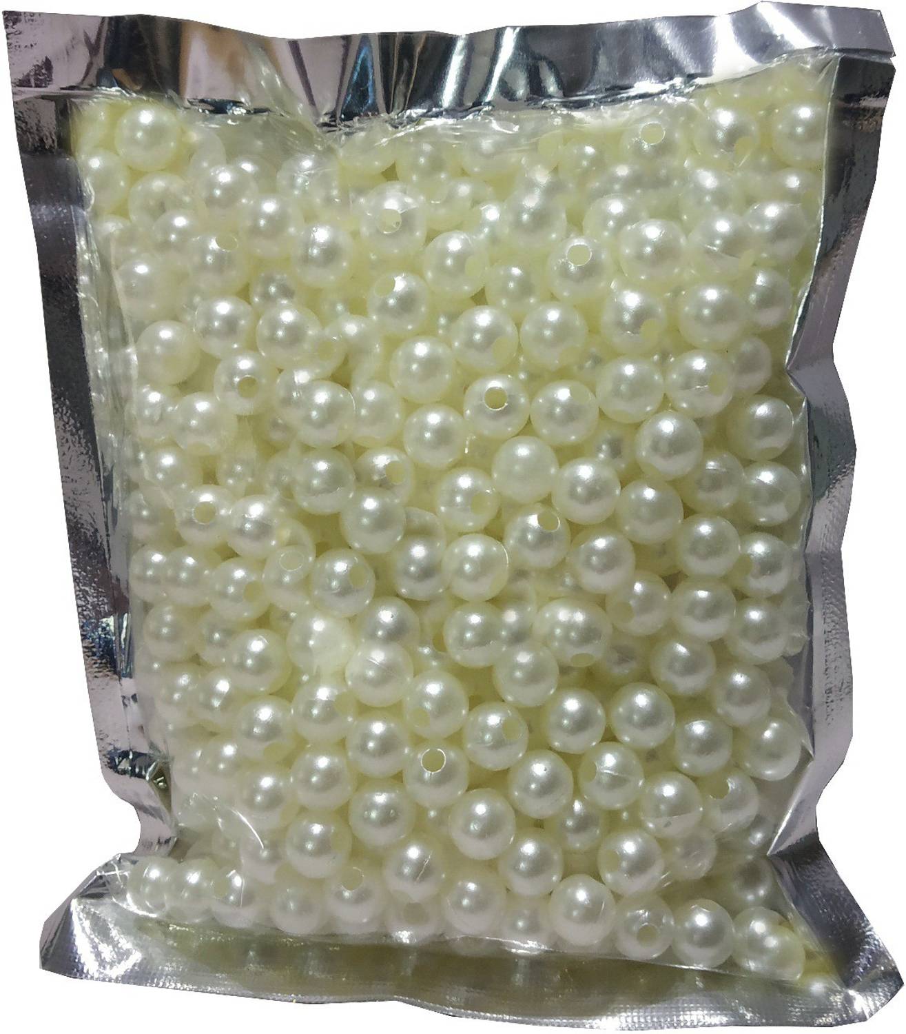BIGWHEEL Pack of 100 Gram(250 Approx) 8mm Off-White Pearl Bead Moti Balls Craft Material for Artificial Jewellery Making Beading Scrap Booking Craftworks and Decorations