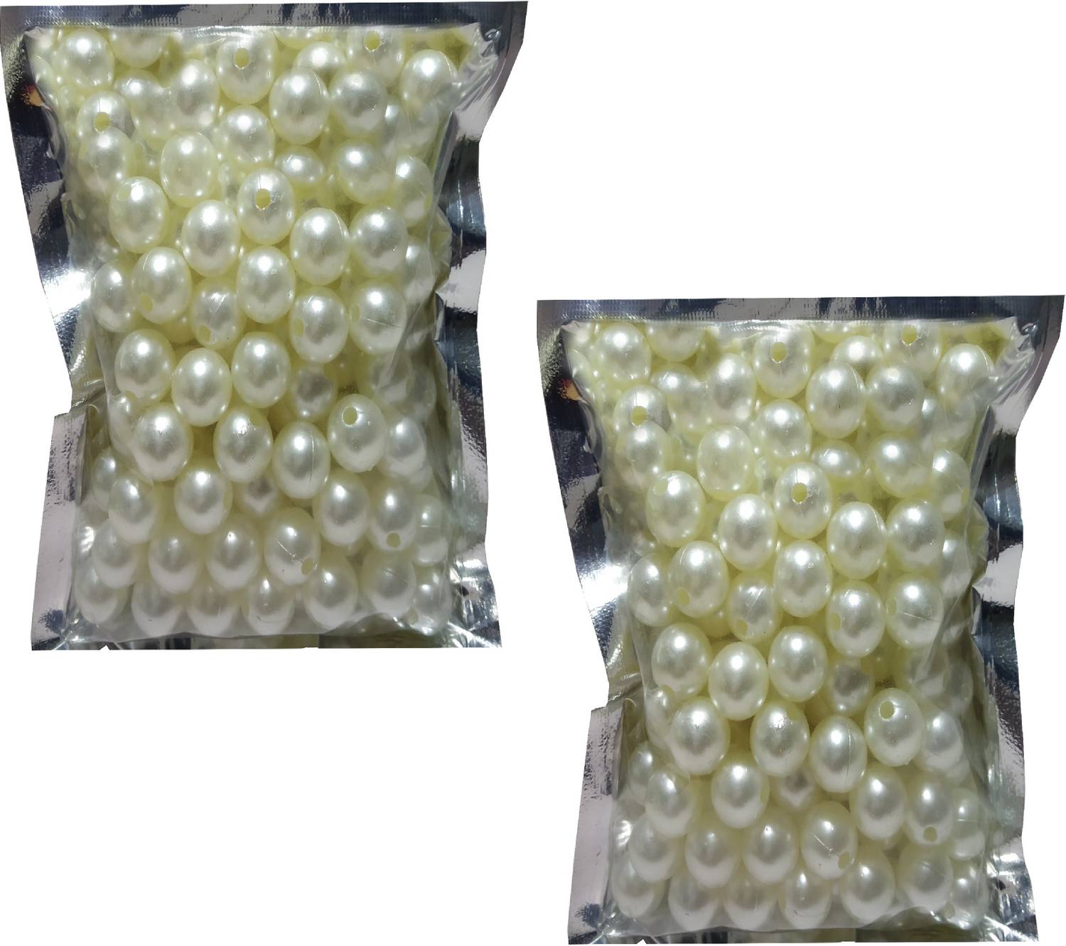 BIGWHEEL Pack of 200 Gram(500 Approx) 12mm Off-White Pearl Bead Moti Balls Craft Material for Artificial Jewellery Making Beading Scrap Booking Craftworks and Decorations