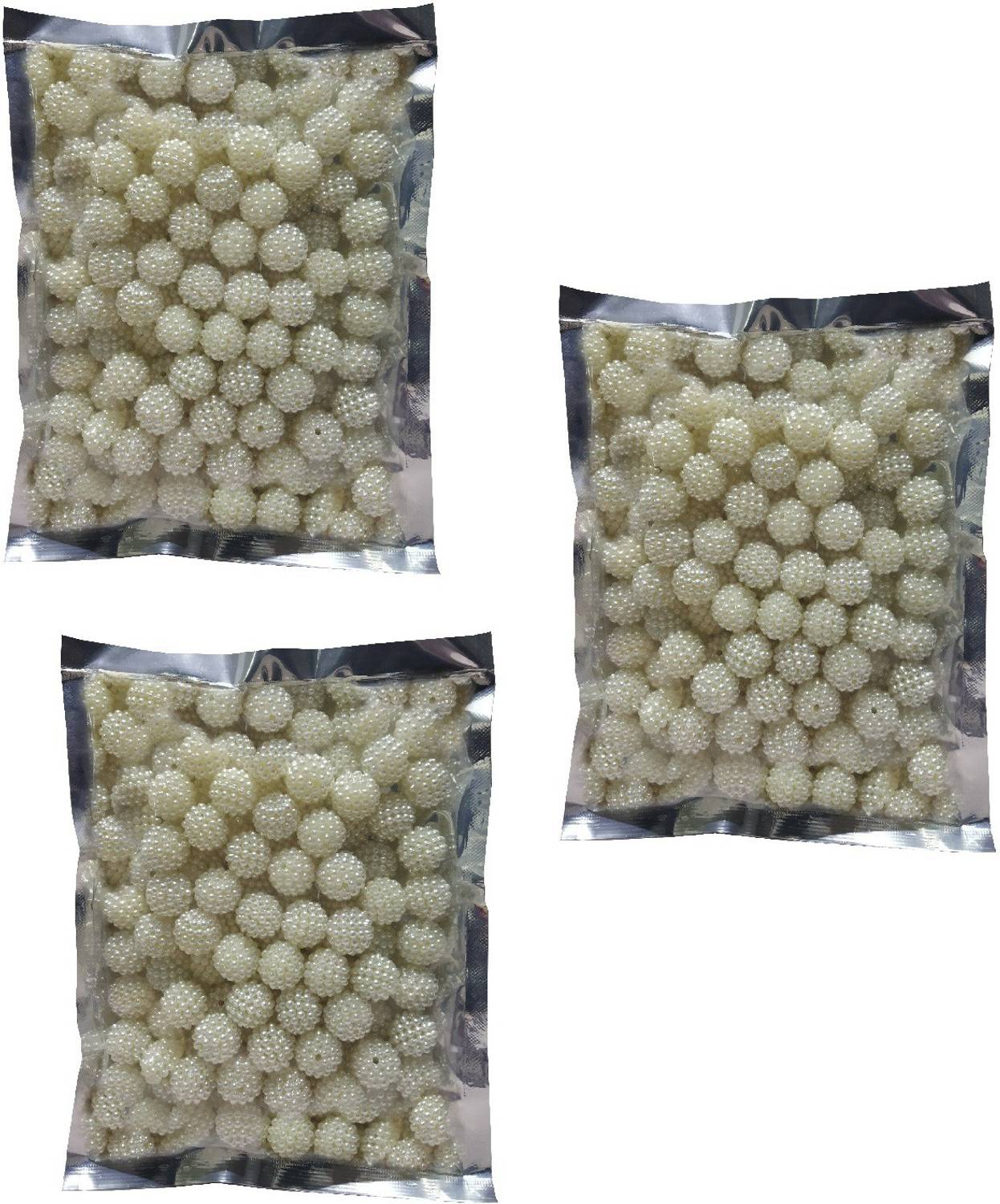 BIGWHEEL Pack of 300 Gram(300 Pcs Approx) 14mm White Angura Moti Balls Pearl Bead Stone Embroidery Craft Material for Artificial Jewellery Beading Scrap Booking Craftworks and Decorations
