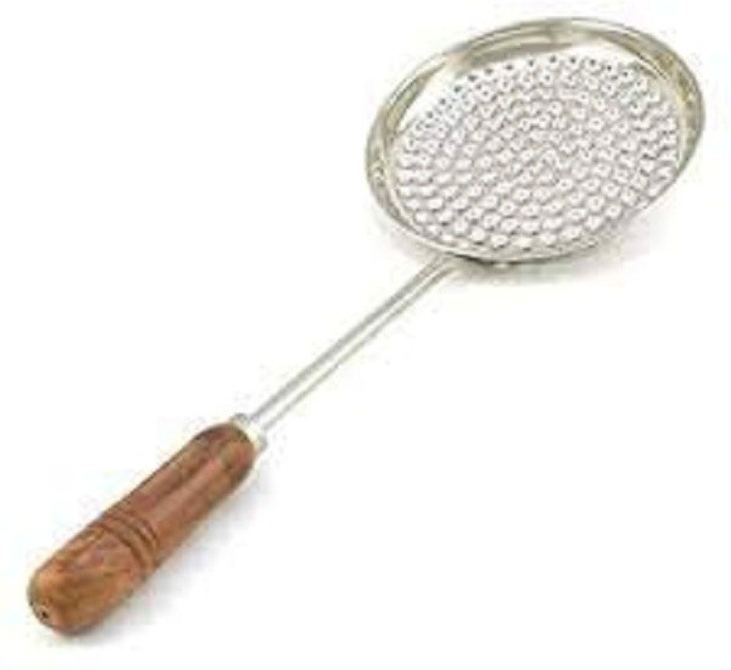 Image of CLUBX Boondi Jhara with Wooden Handle Collapsible Strainer (Steel Pack of 1)