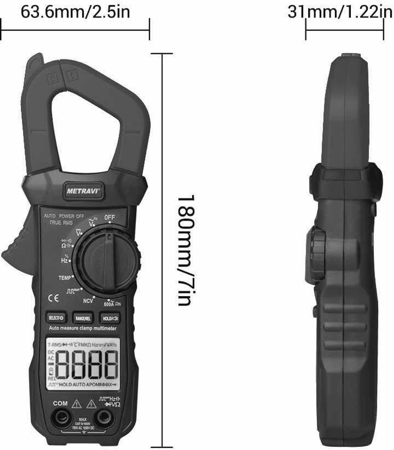 Image of Metravi DT-115 Pocket TRMS AC Clamp Meter upto 600A AC (ONLY AC AMP) Digital Multimeter