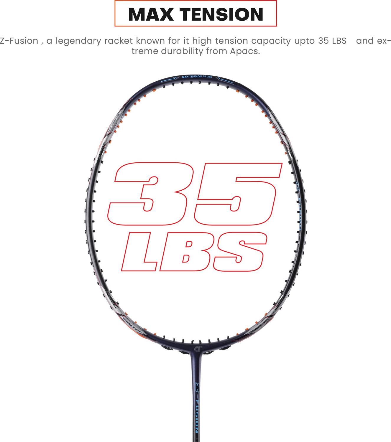 apacs Z-Fusion (35LBS, 80G) Black, Blue Unstrung Badminton Racquet