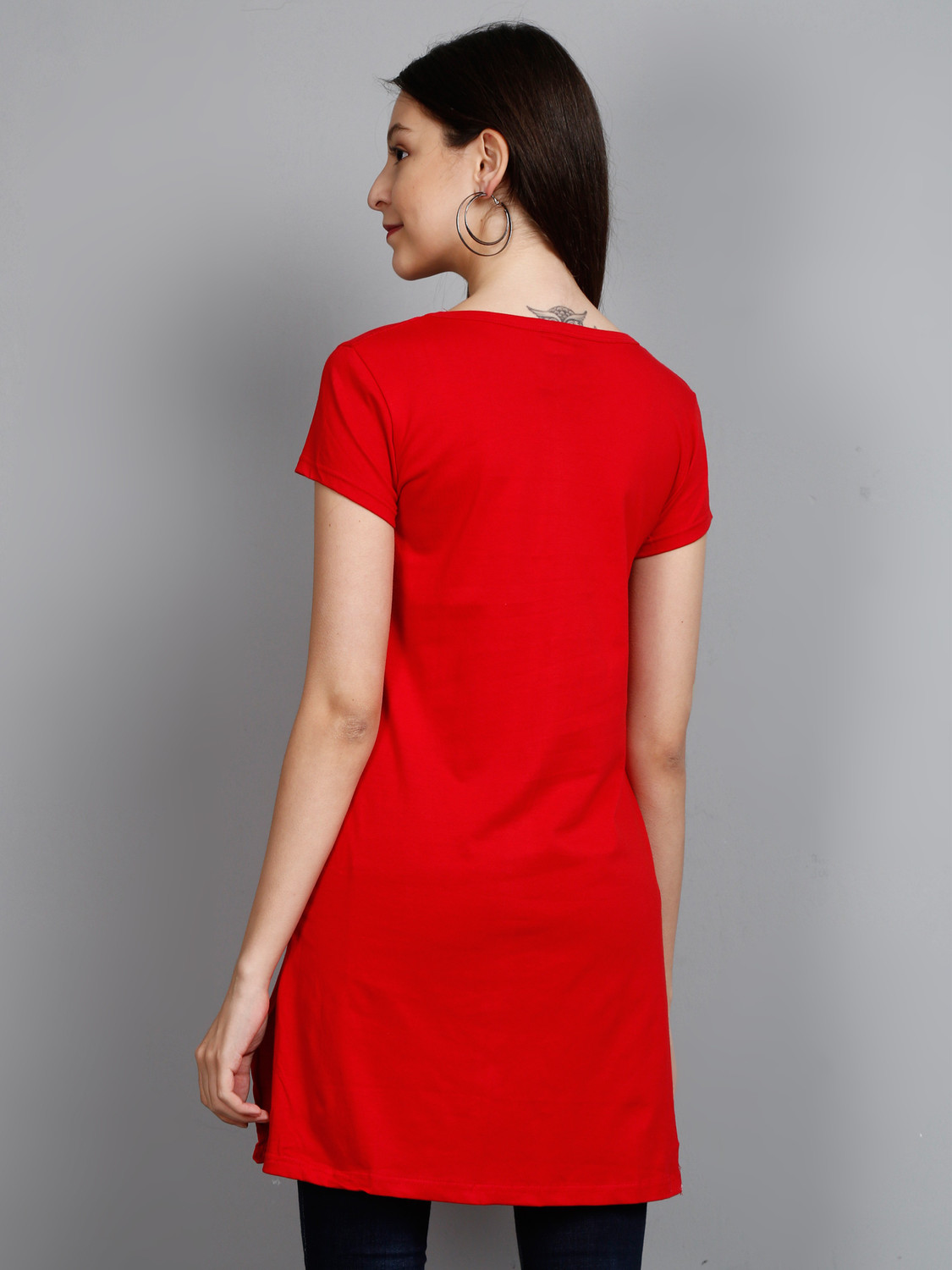 Image of Fleximaa Casual Regular Sleeve Printed Women Red Top