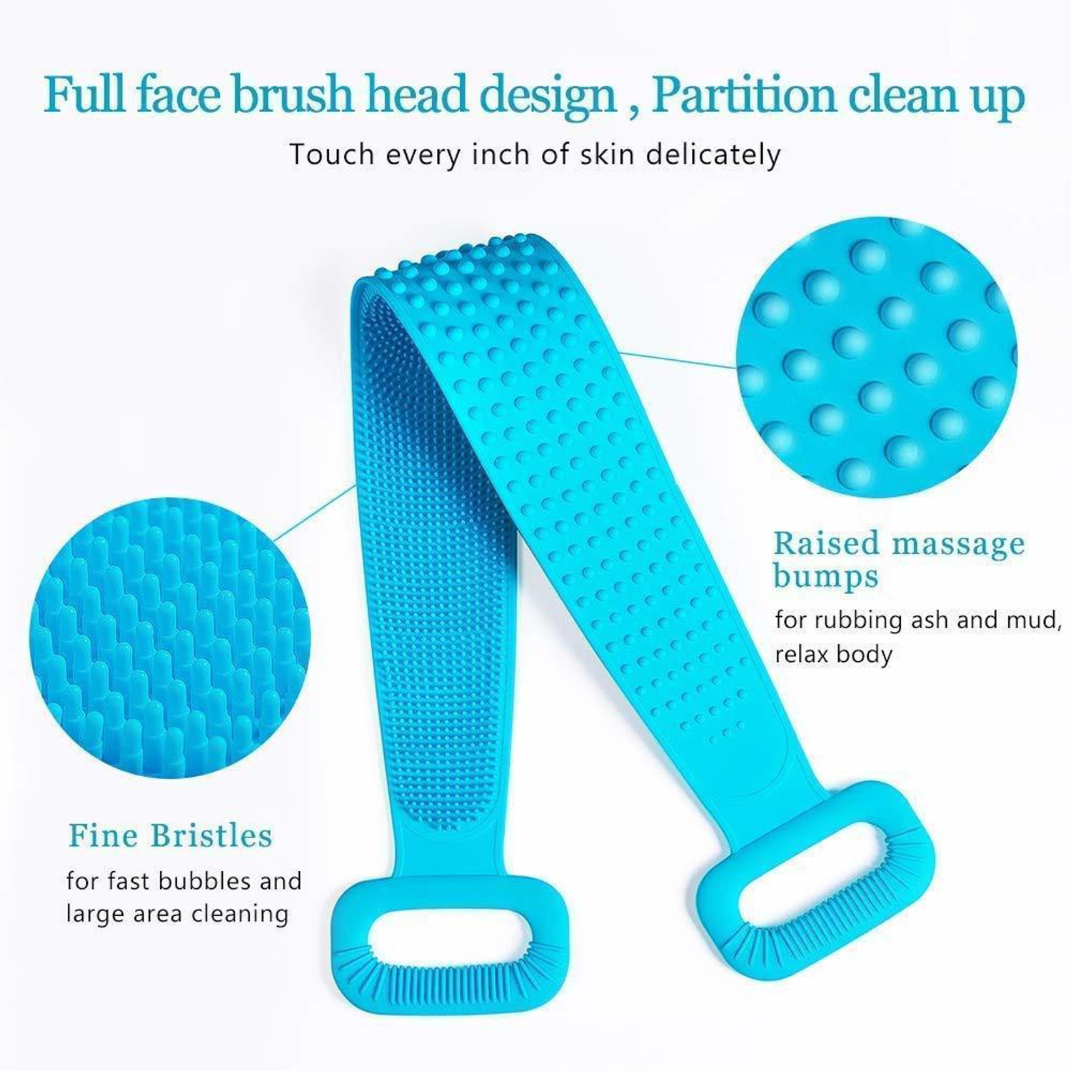 Image of DEVCHHAYA ENTERPRISE Body Wash Silicone Body Scrubber Belt Double Side Shower Belt Removes Bath Towel Scrub Pad