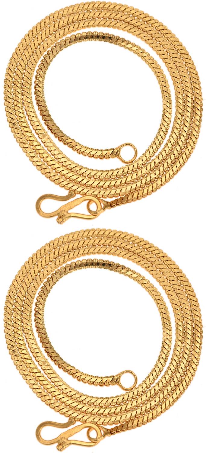 AanyaCentric 22&28inches Long Trendy Fancy Latest Design Neck Chain Combo Pack for Men Women Gold-plated Plated Brass Chain Set