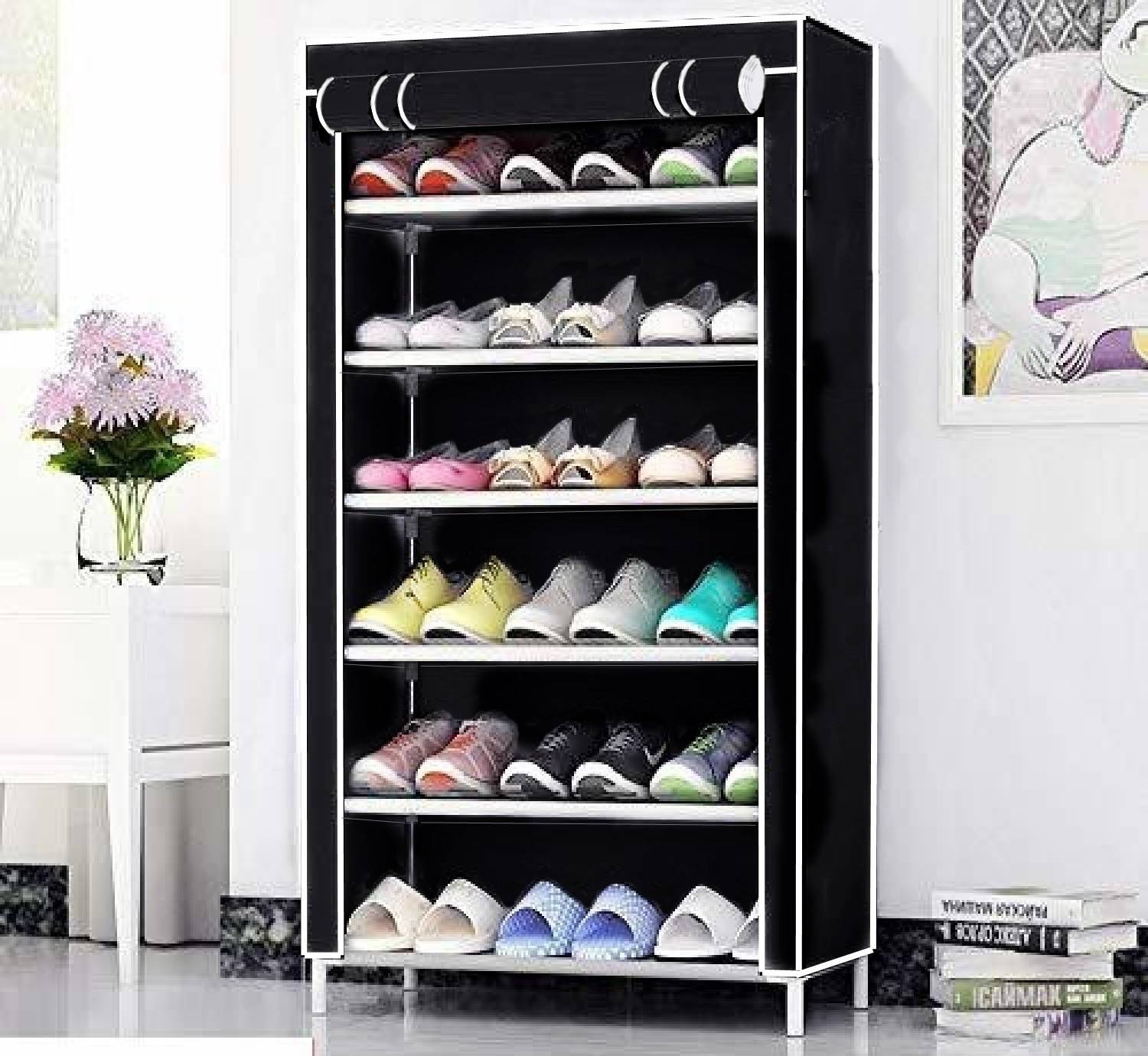 CMerchants NextGEN Home Creative 6 layer rack BLACK Metal Collapsible Shoe Stand
