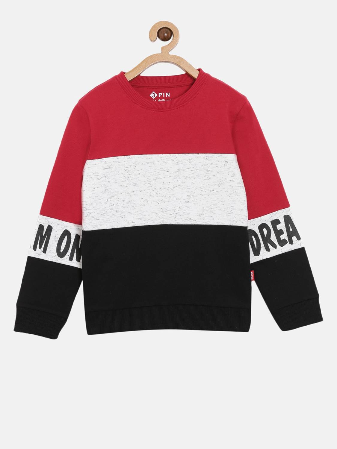 3Pin Full Sleeve Color Block Boys Sweatshirt