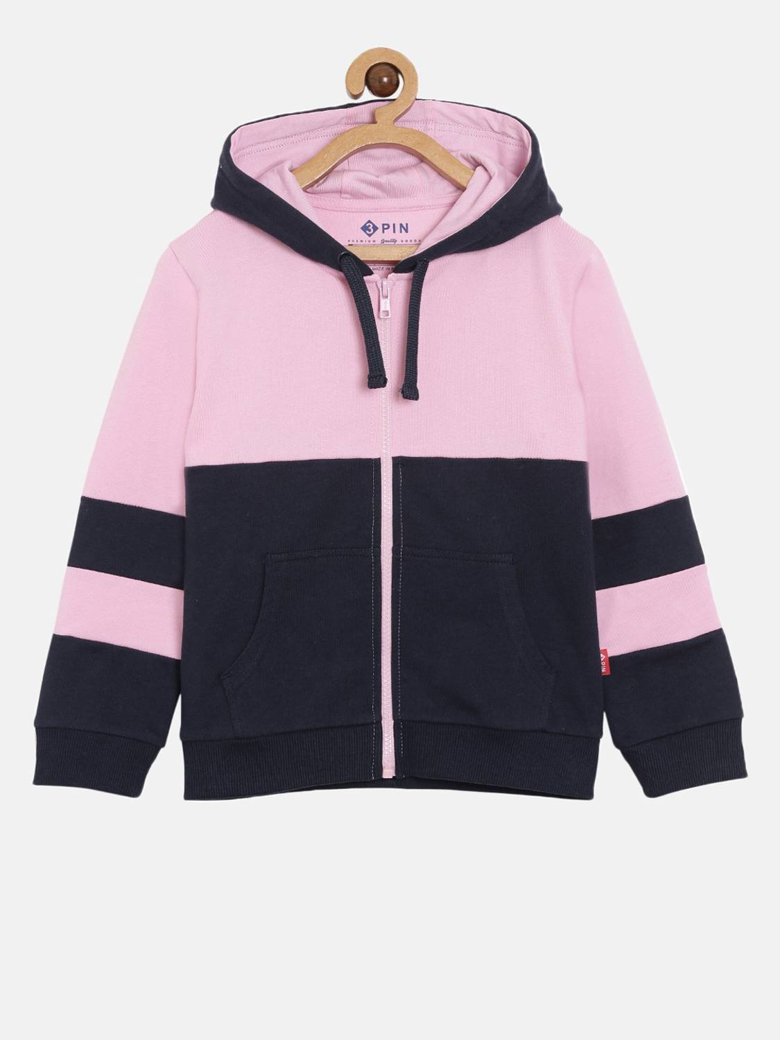 3Pin Full Sleeve Solid Girls Sweatshirt