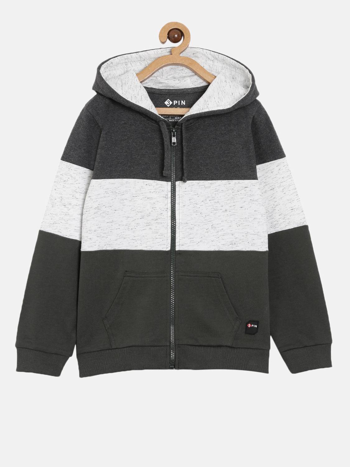 3Pin Full Sleeve Color Block Boys Sweatshirt
