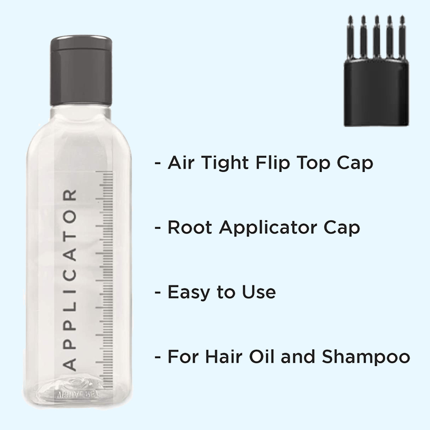 Image of Vreeny Hair Root Applicator Bottle with Comb Cap for Applying Hair Oil, Shampoo and Medicine