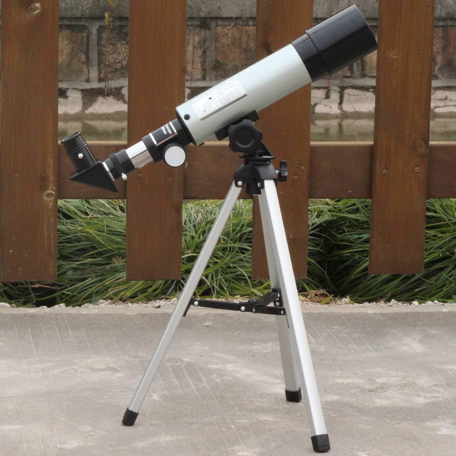 Image of ujas 90X Zoom Astronomical Land and Sky Refractor Telescope Optical Glass Metal Tube with Tripod Refracting Telescope