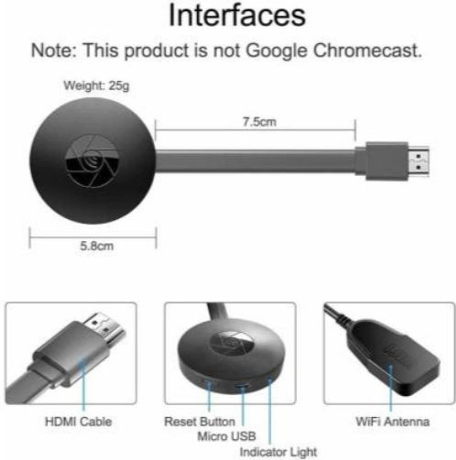 GUGGU CSL_597N Chrome cast WiFi HDMI Dongle & Wireless Display for