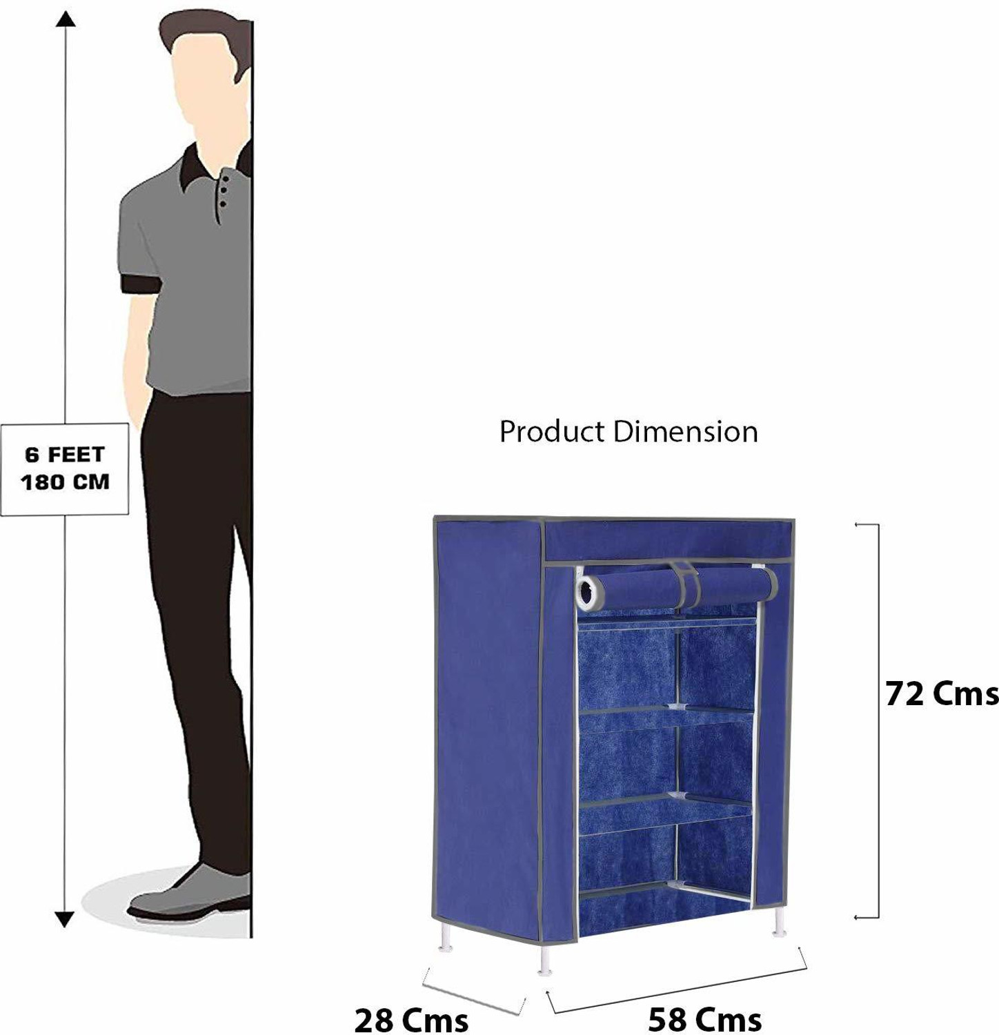 Image of FLIPZON Multipurpose Storage Rack, 4 Layer PP Collapsible Wardrobe