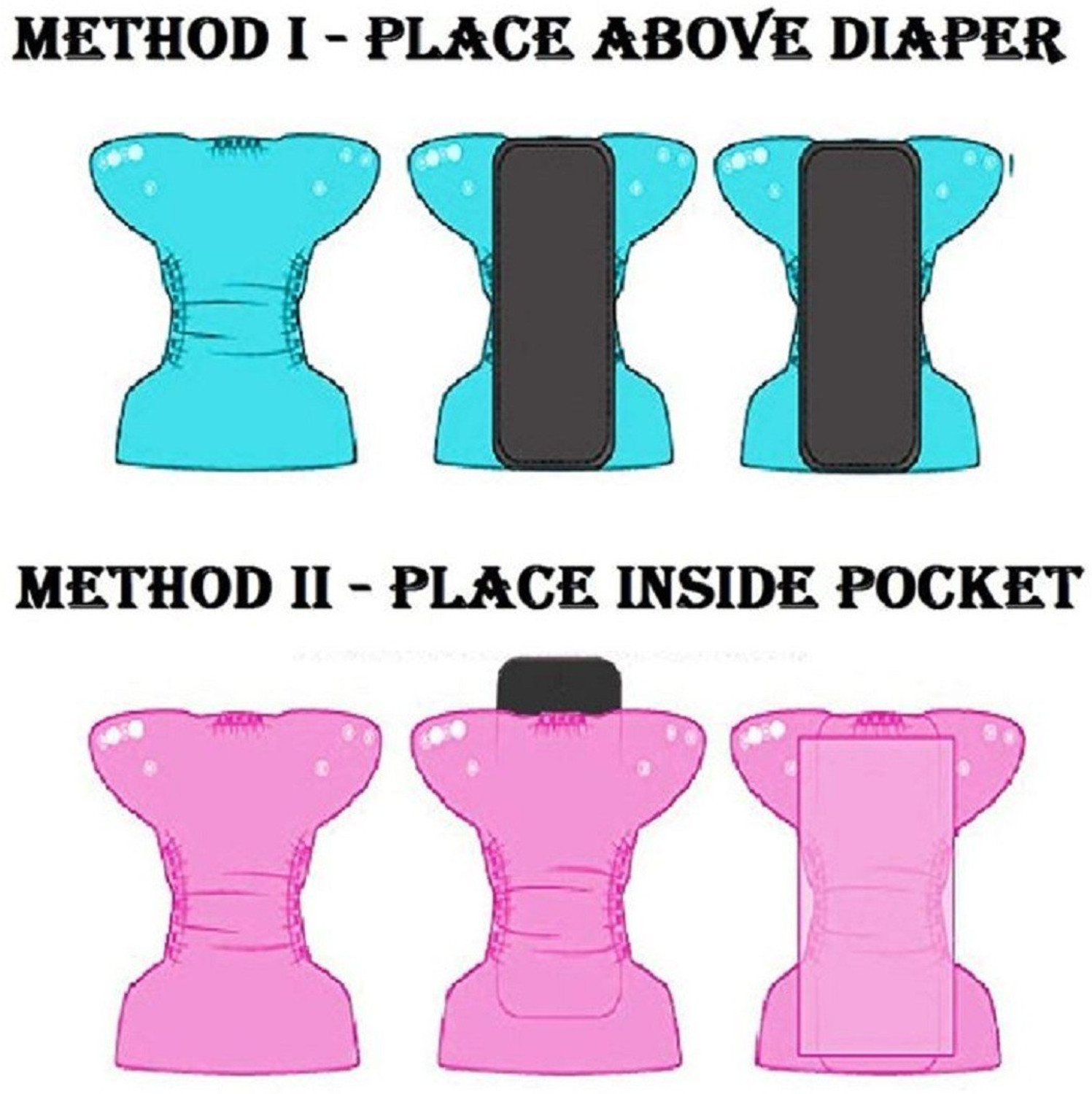 Image of Alya Pack of 6 Baby Bamboo Charcoal Microfiber(4 Layers) Insert Pad For Cloth Diapers