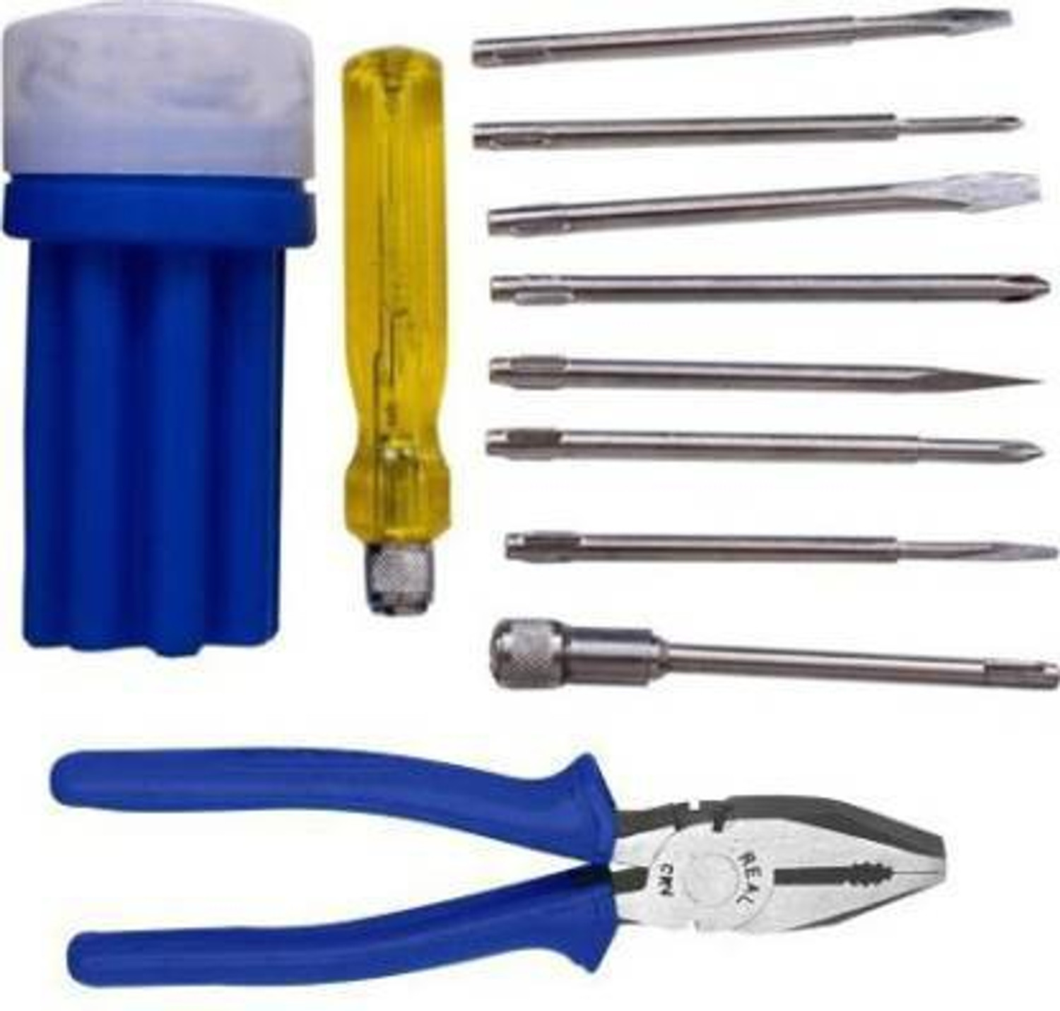 Image of Trishul SET OF 10 Blue Plier, And Screwdriver Set Blue with Hand Tool Kit (10 Tools) Power & Hand Tool Kit (10 Tools) Power & Hand Tool Kit