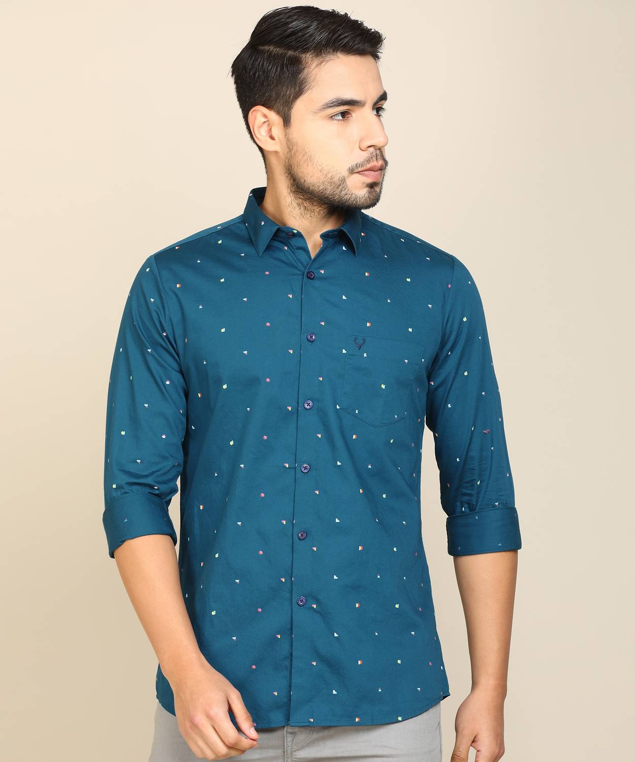 Allen Solly Men Printed Casual Blue Shirt