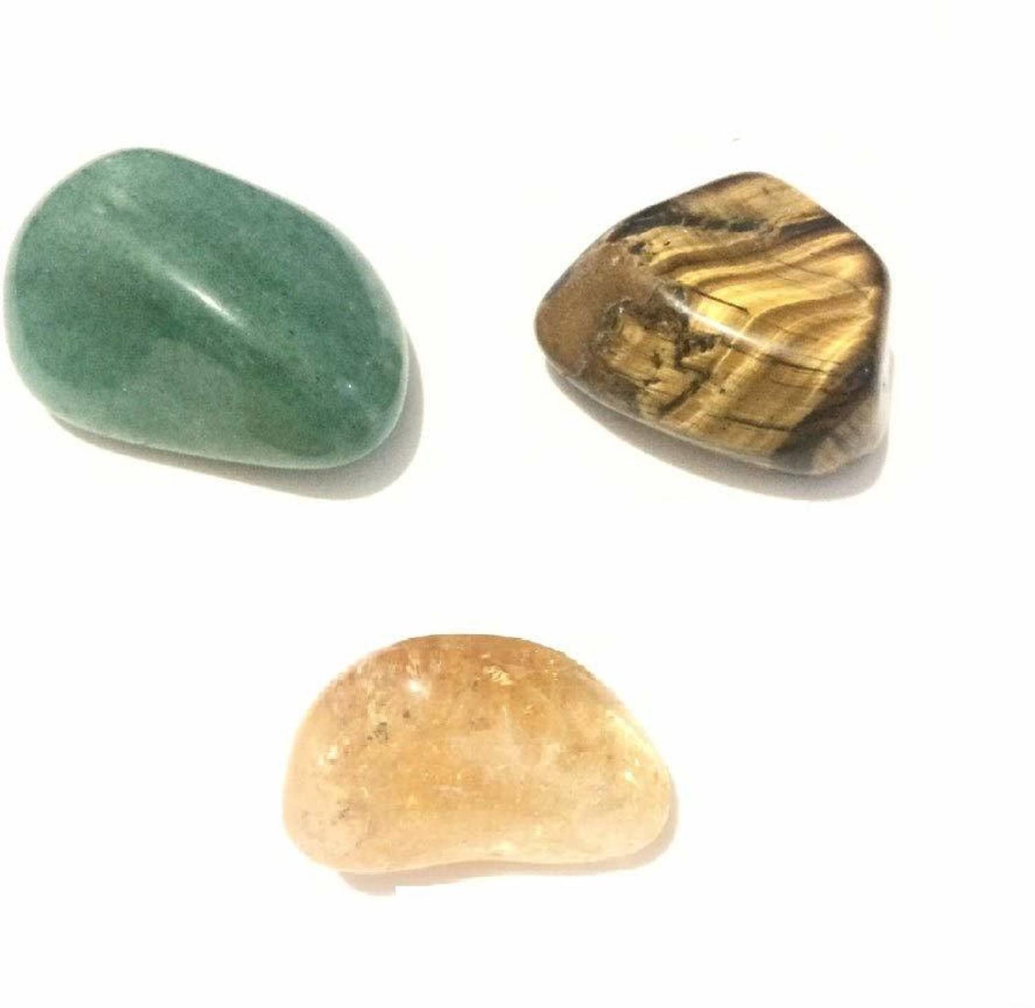 AIR9999 Good Luck Tumble Kit Natural Citrine Tiger Eye Green Aventurine Set of Three Crystal Tumble for Reiki Healing and Grid Making Decorative Showpiece - 2 cm