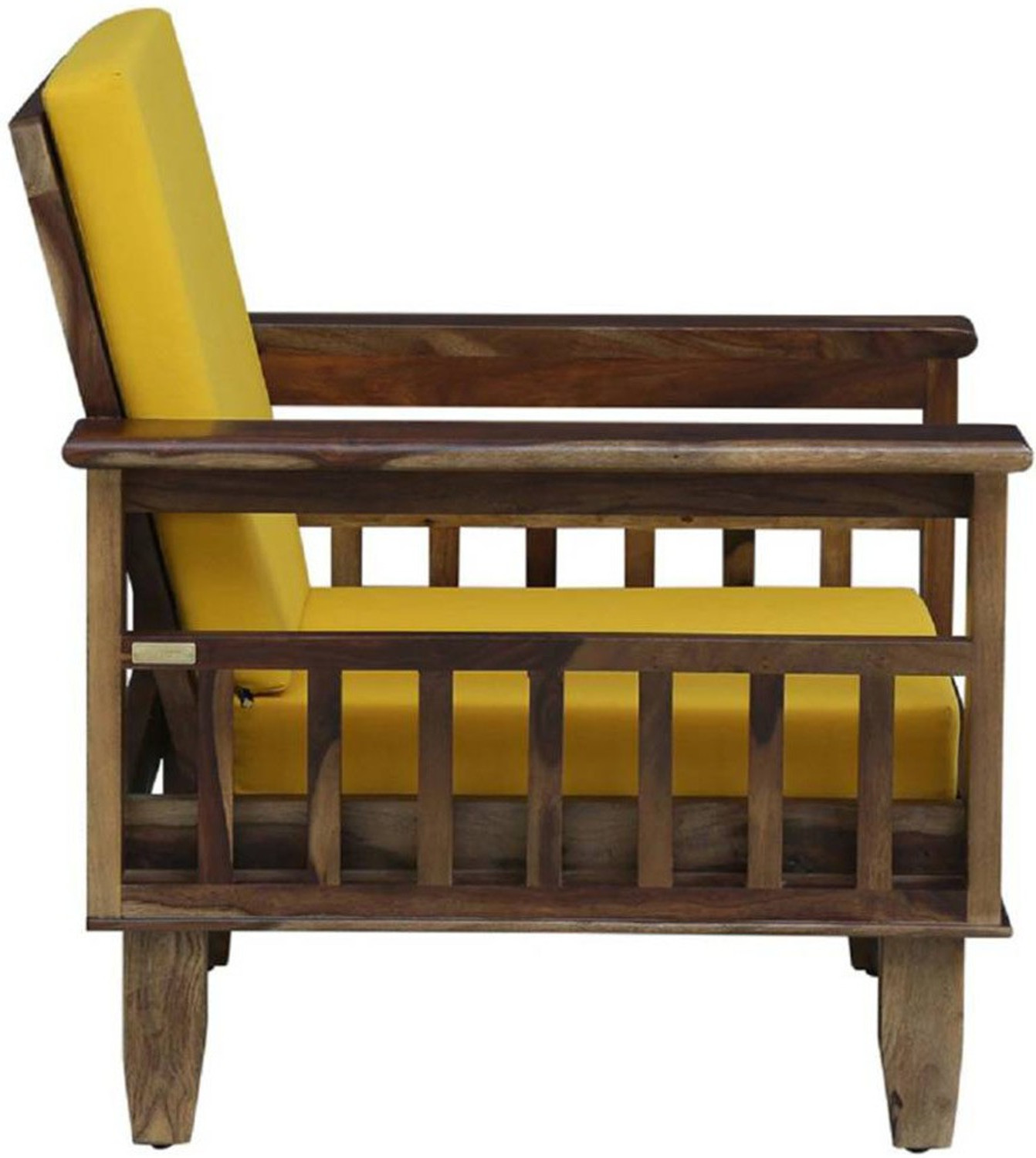 Image of Kendalwood Furniture Solid Wood 1 Seater Wooden Sofa set for living Room Furniture Fabric 1 Seater Sofa