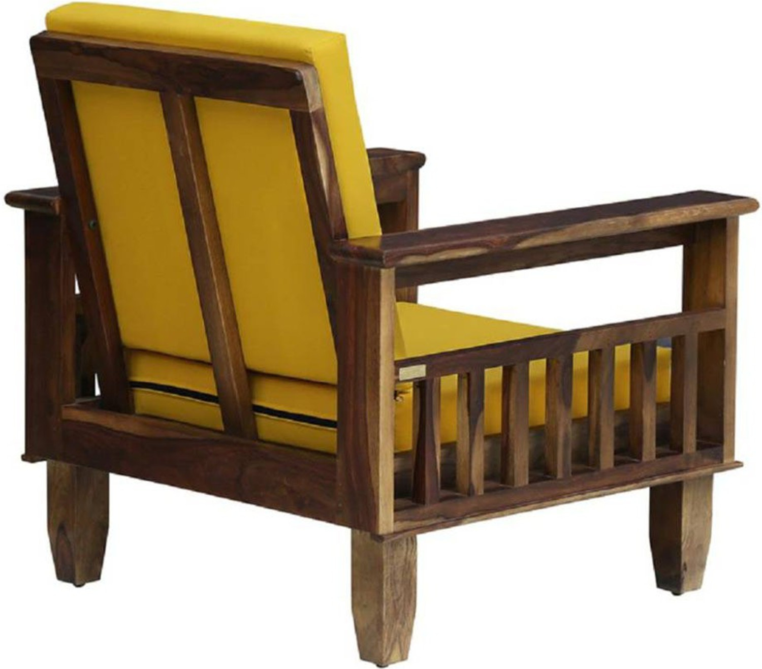 Image of Kendalwood Furniture Solid Wood 1 Seater Wooden Sofa set for living Room Furniture Fabric 1 Seater Sofa