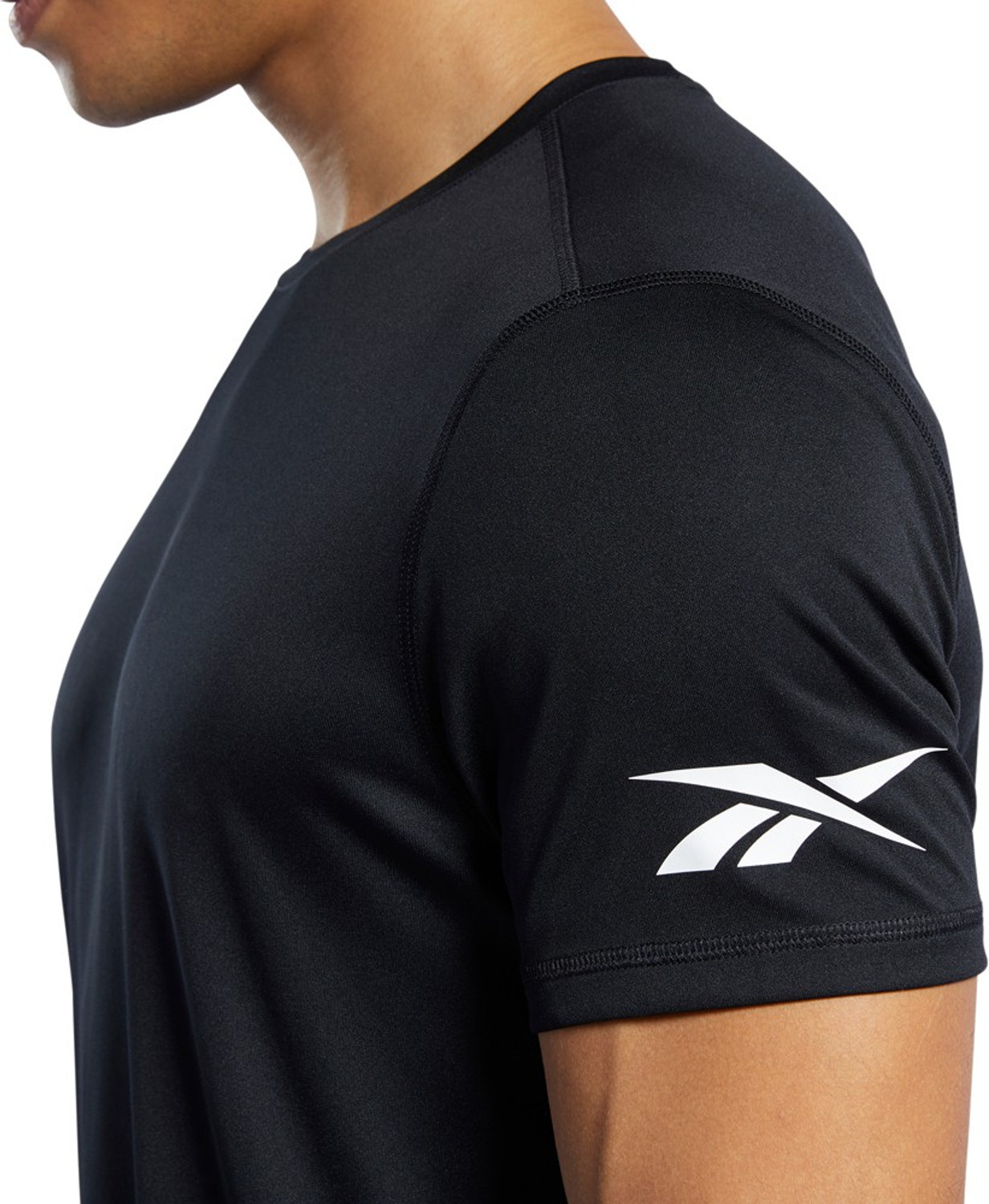 Image of REEBOK Solid Men Round Neck Black T-Shirt